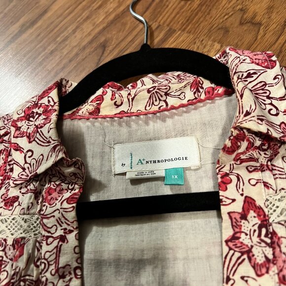 A+ by Anthropologie - 1x - red + cream floral cotton sundress with pockets - Picture 6 of 7